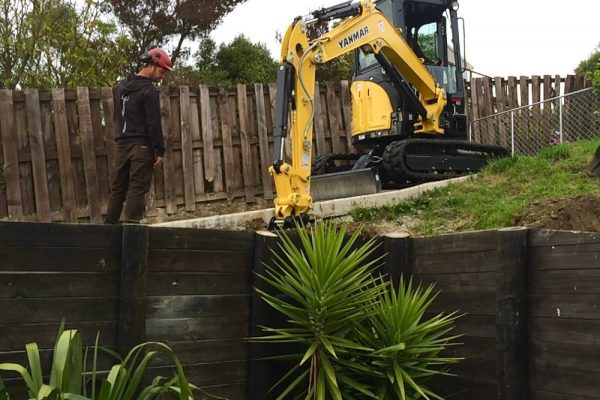 Large retaining wall timber progress 2