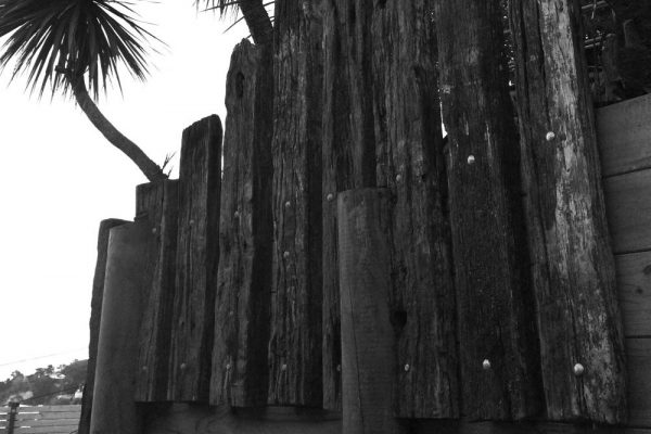 rustic sleeper retaining wall