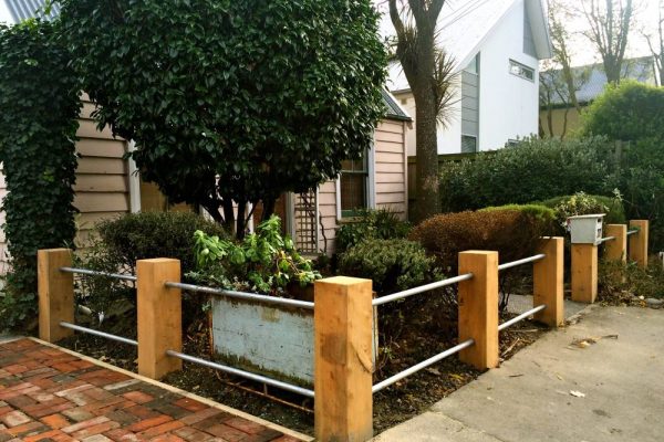 timber steel rail fence